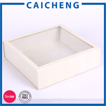 Boîte en carton blanc pliable sur mesure avec couvercle transparent